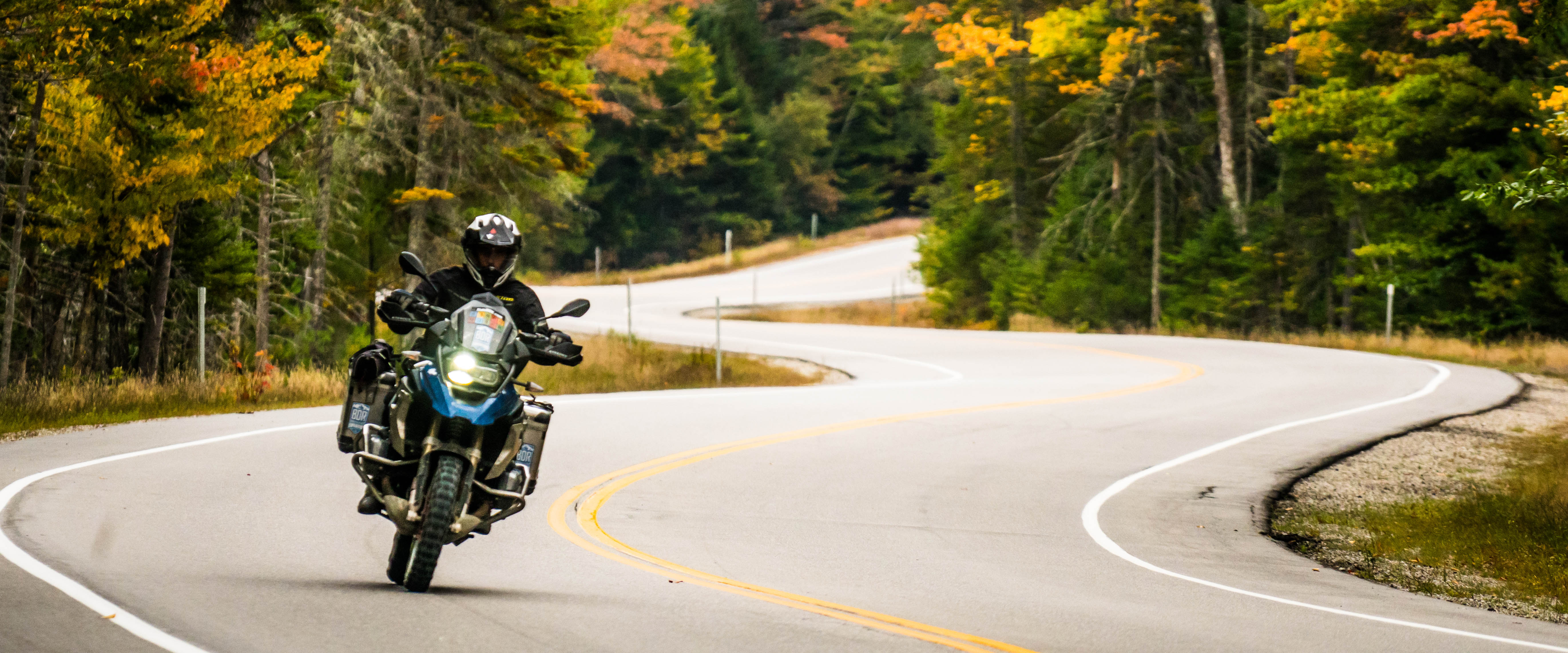 Sterling Noren riding a BMW GS 1200 motorcycle