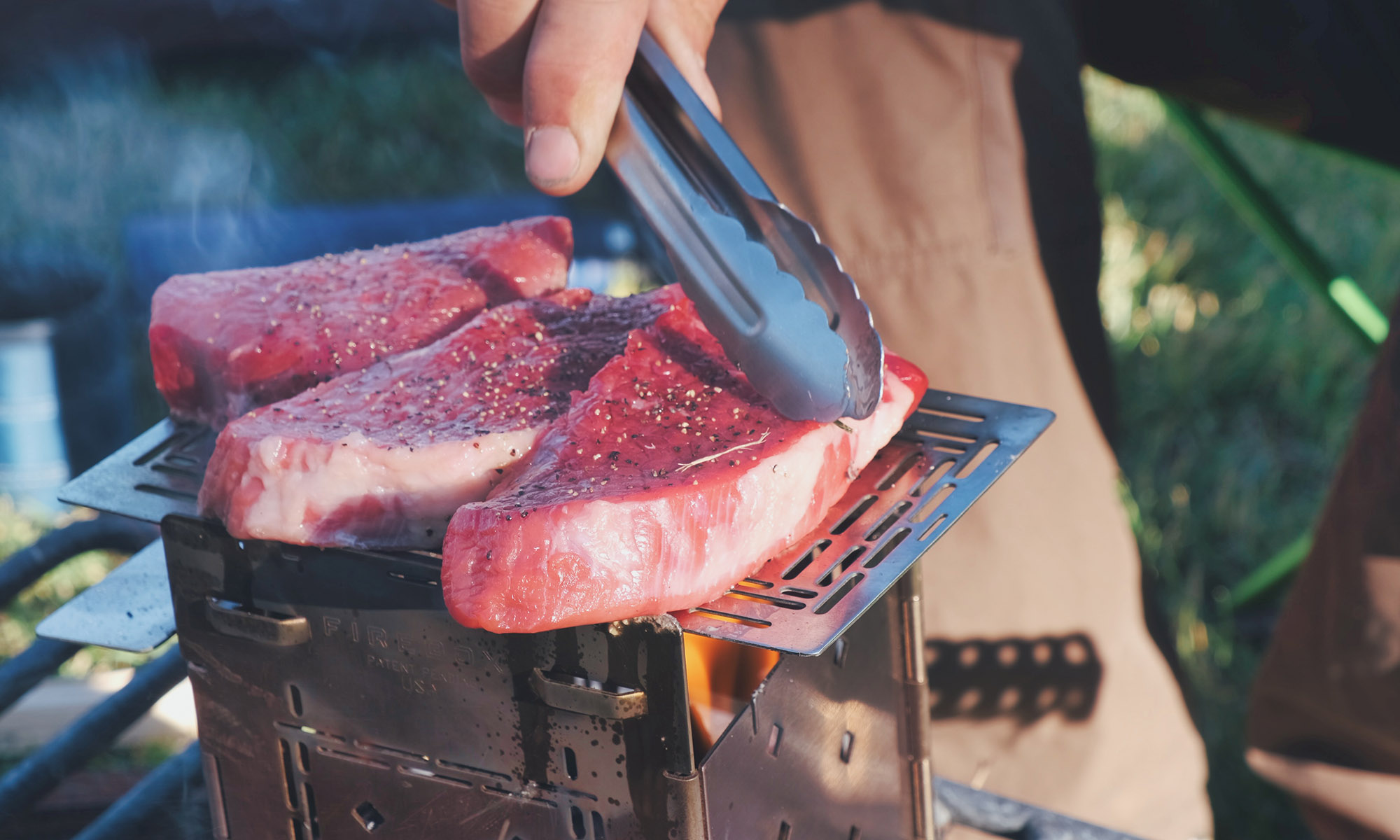 Cooking steak on Firebox stove