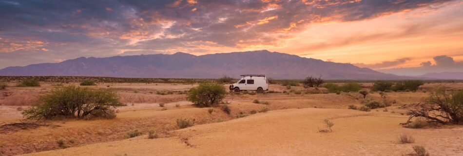 Van on Haekel Road Arizona sunset