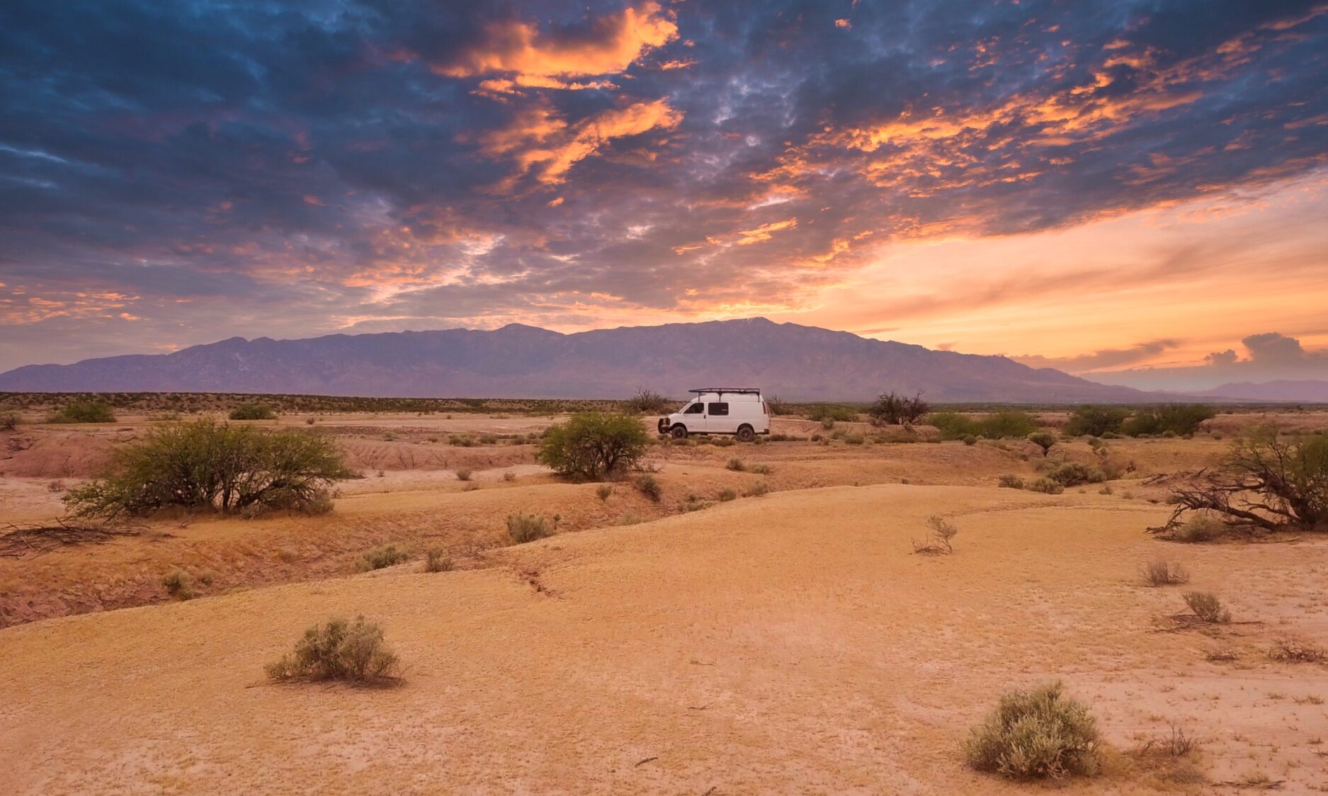 Van on Haekel Road Arizona sunset