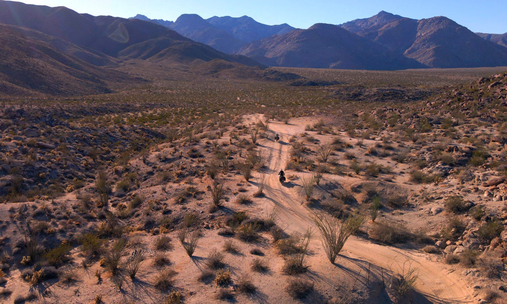 Riding motorcycles in Anza Borrego backcountry