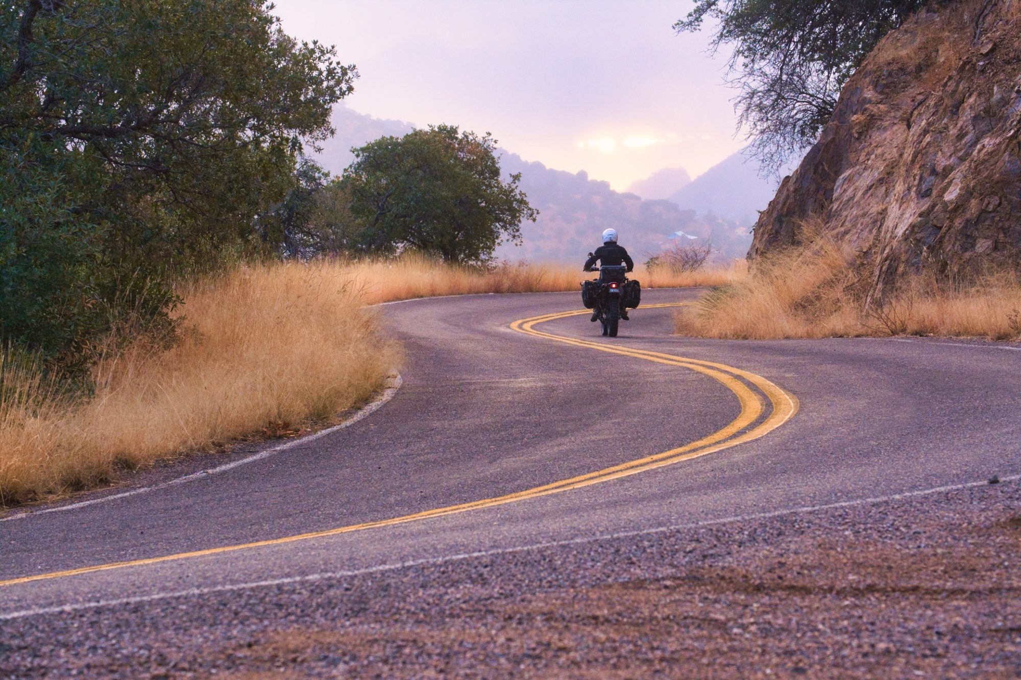 Motorcycle on old Divide Road in Bisbee Arizona