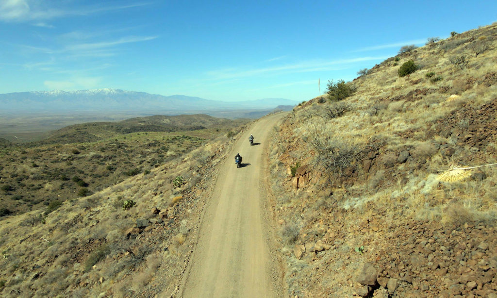 Two motorcycles on Black Hills Backcountry Scenic Byway in Arizona on the first ride of spring.