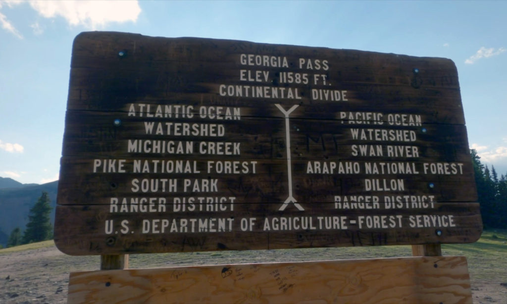 Georgia Pass Colorado summit sign elevation 11585 feet