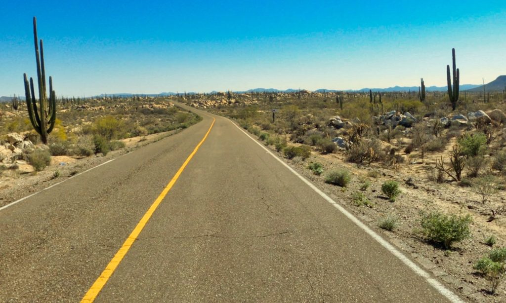 The paved highway through Cataviña Baja California