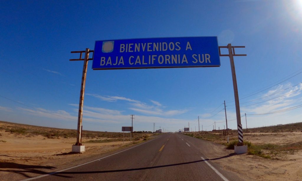 Road sign into Baja California Sur (Southern Baja)