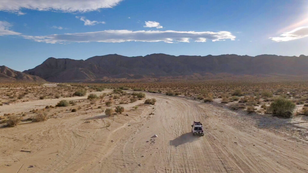 4x4 van in anza borrego desert state park with Husqvarna 701 LR long range