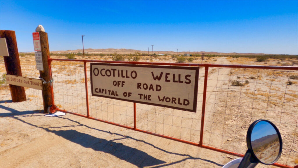 ocotillo wells oof road capital of the world sign on gate