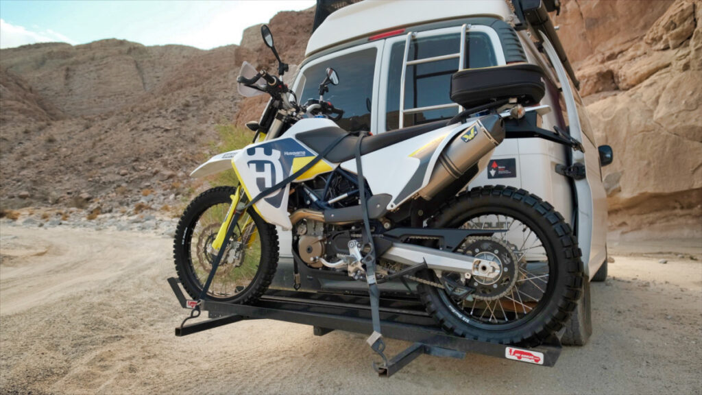 4x4 van in anza borrego desert state park with Husqvarna 701 LR long range