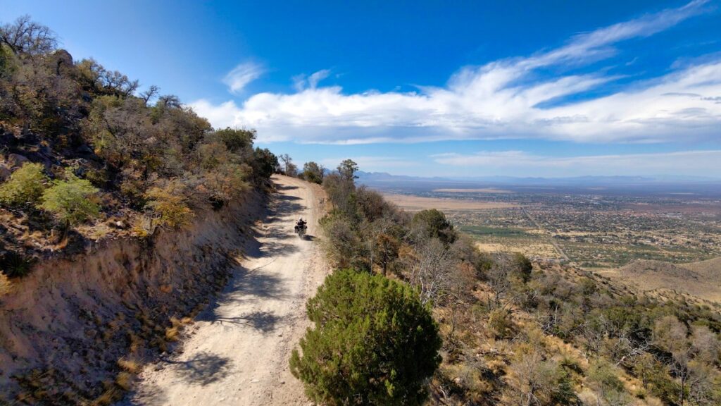 Motorcycle on road into Carr Canyon