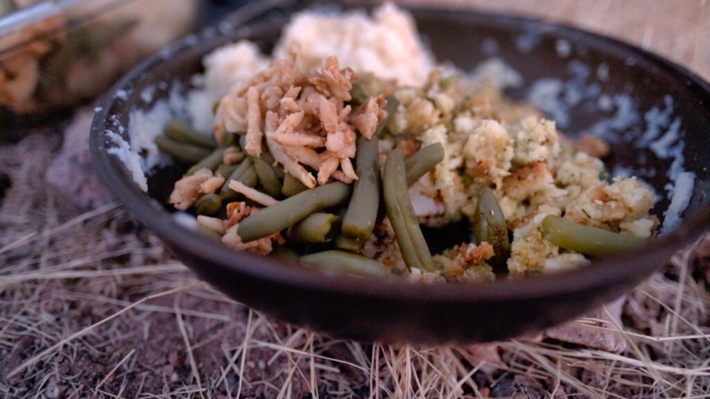 Thanksgiving dinner on the road motorcycle camping