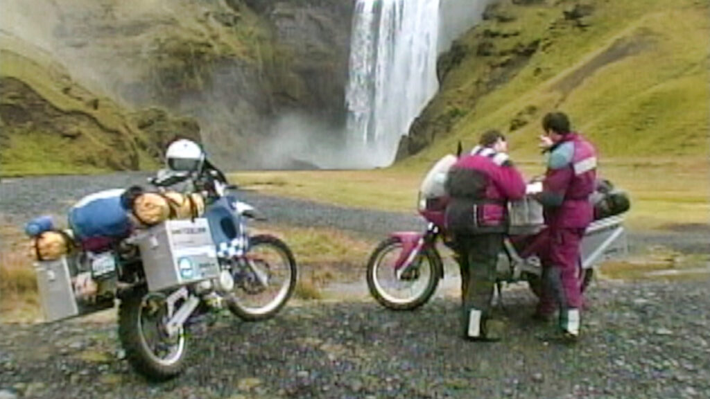 Sterling Noren BMW GS motorcycle filmmaker in Iceland in 2001