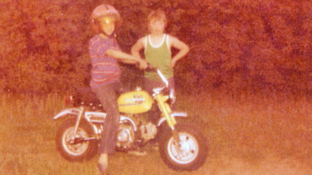 Sterling Noren BMW GS motorcycle filmmaker with Honda 50 mini bike 1978