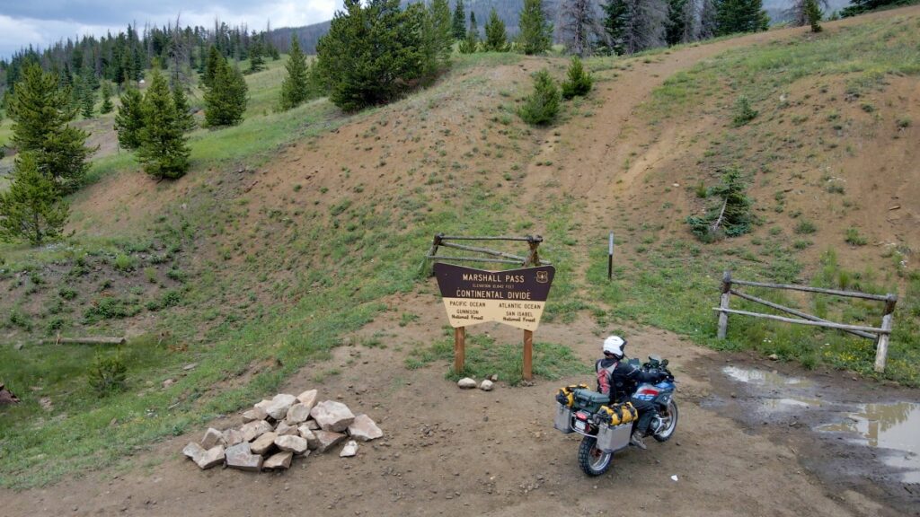 Sterling Noren on Marshall Pass with BMW motorcycle