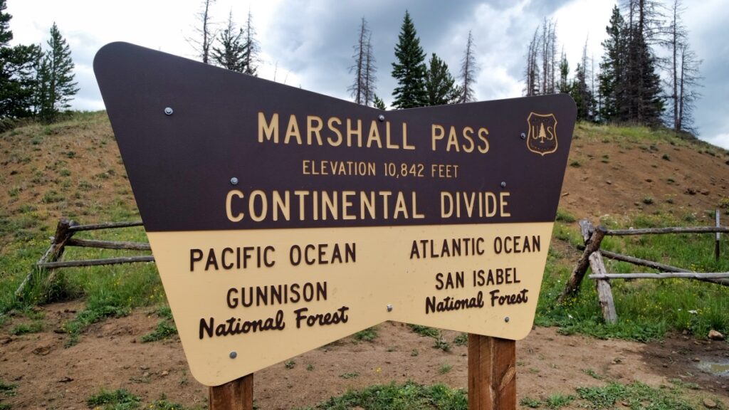 Marshall Pass sign Continental Divide
