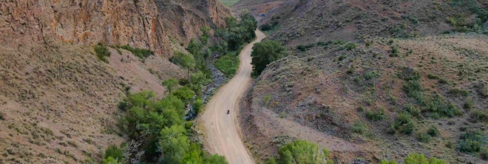 Sterling Noren riding motorcycle in northern Colorado