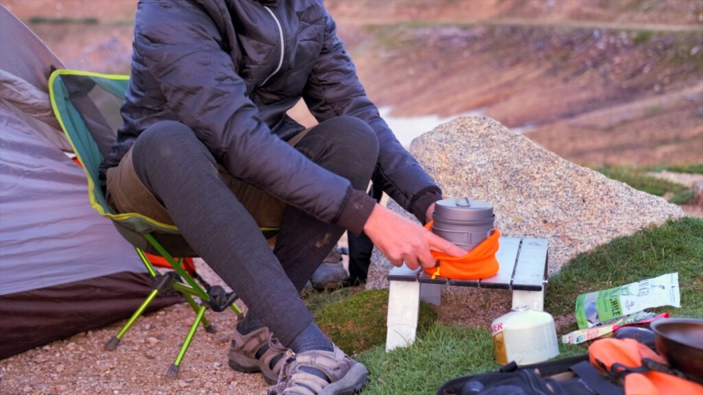 Motorcycle camping and cooking gear