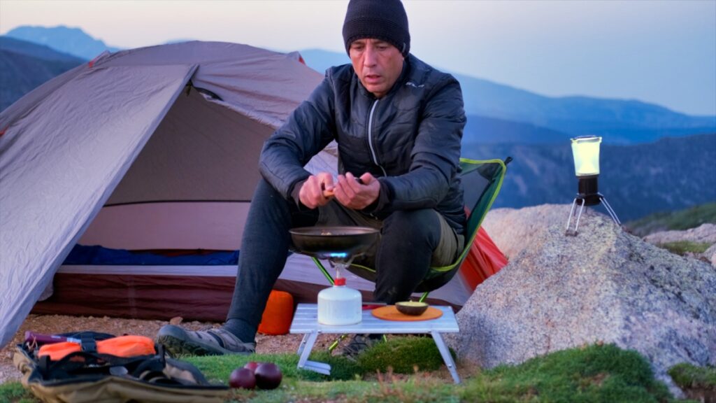 Sterling Noren motorcycle camping on Rollins Pass in Colorado