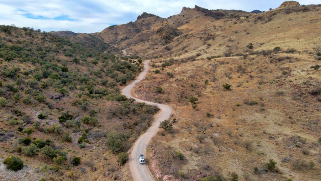 Van driving on Ruby Road in Arizona