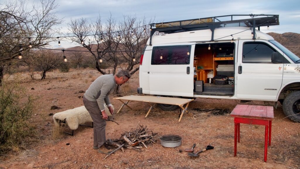 Van camping and overlanding setup