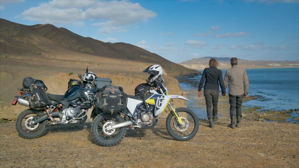 Sterling Noren and Eva Rupert on motorcycle vacation in Baja California