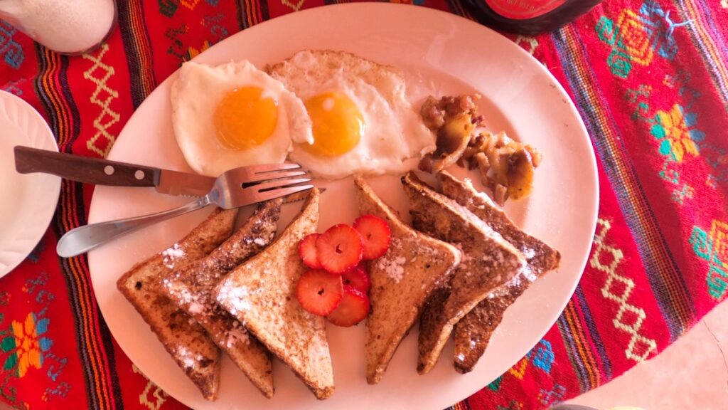 Breakfast at restaurant in Ojos de Liebres Baja Cakifornia