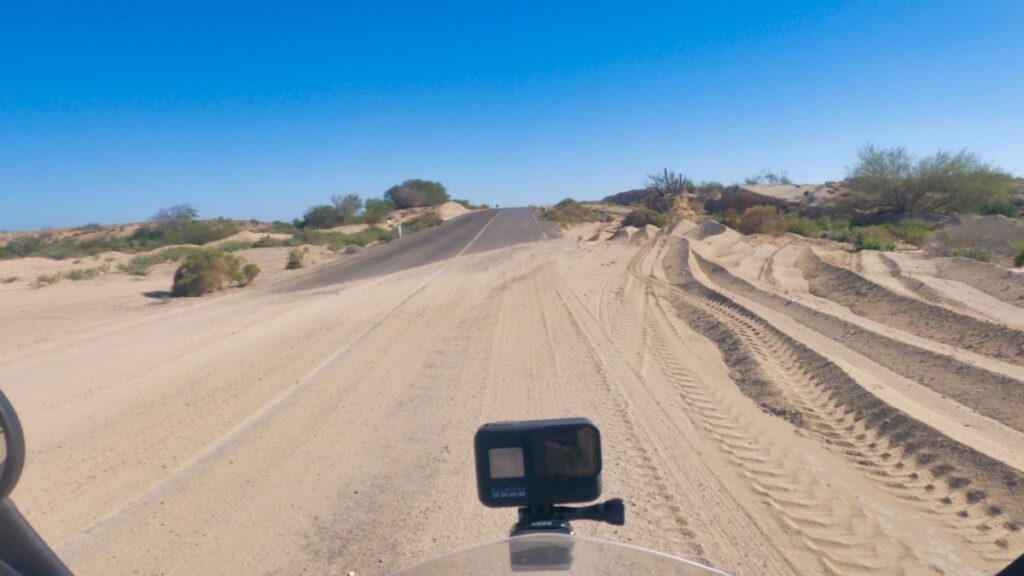 Motorcycling on sandy roads in Baja California