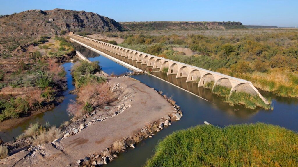 Aerial view of Gillespe Dam on the Gila River in Arizona