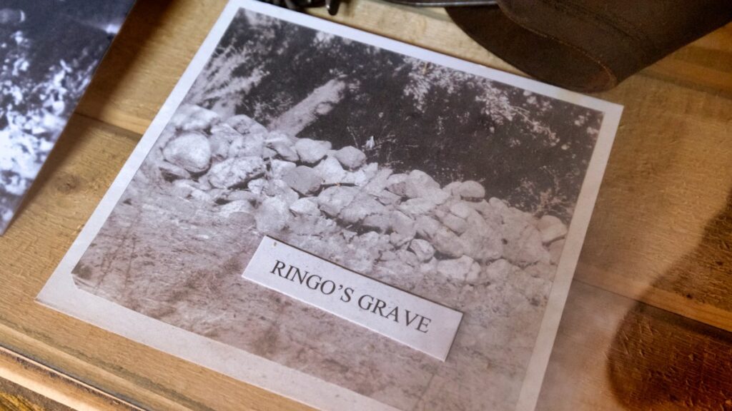Black and white photograph of Jonny Ringo's grave