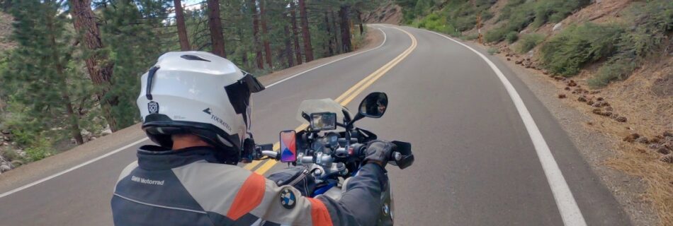 Sterling Noren BMW GS motorcycle riding Sierra Nevada mountains