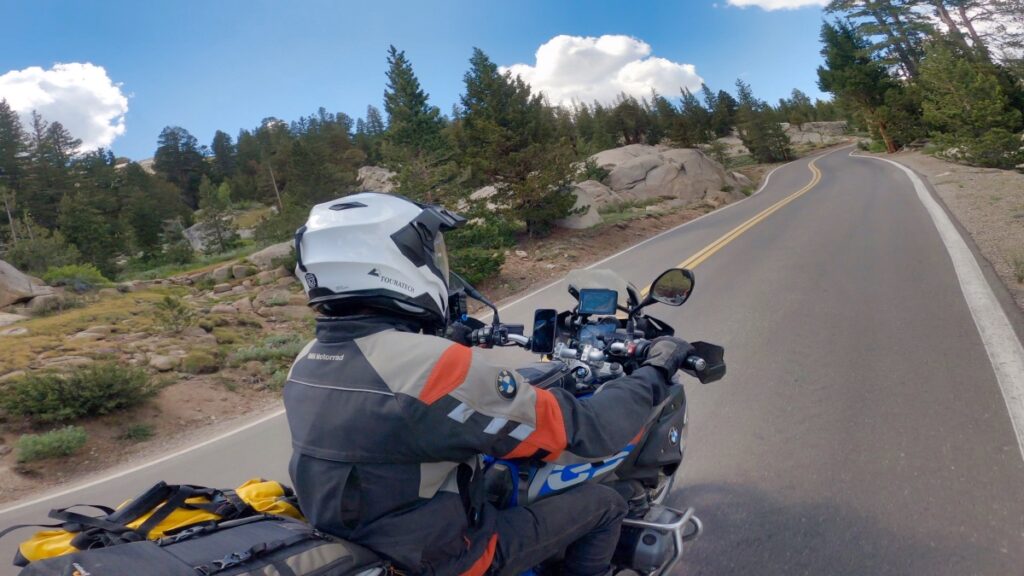 Sterling Noren BMW GS motorcycle riding Sierra Nevada mountains