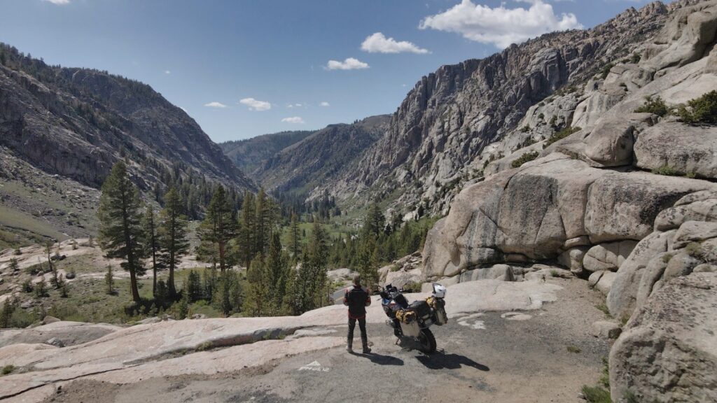 Sterling Noren BMW GS motorcycle riding Sierra Nevada mountains