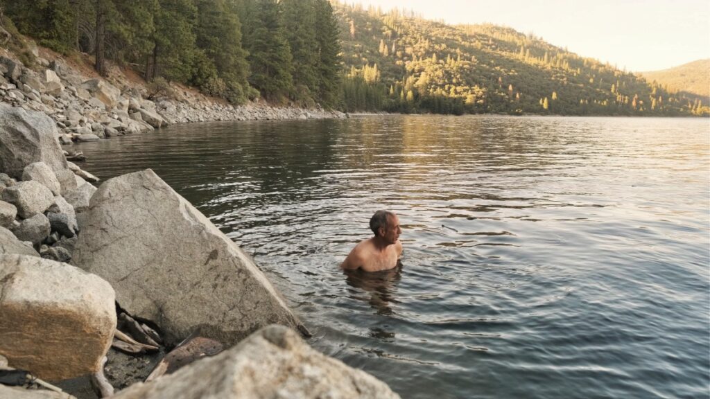 swimming in Beardsley Reservoir in California