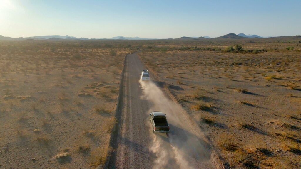 Sterling Noren and Eva Rupert driving on Agua Caliente Road 2021