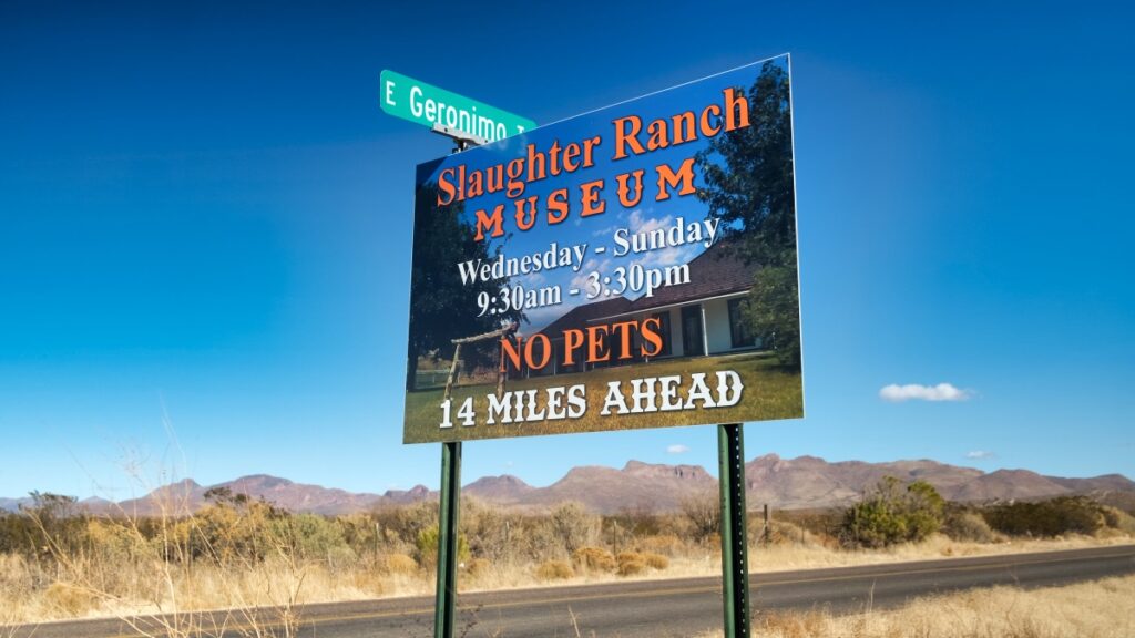 Slaughter Ranch Museum sign