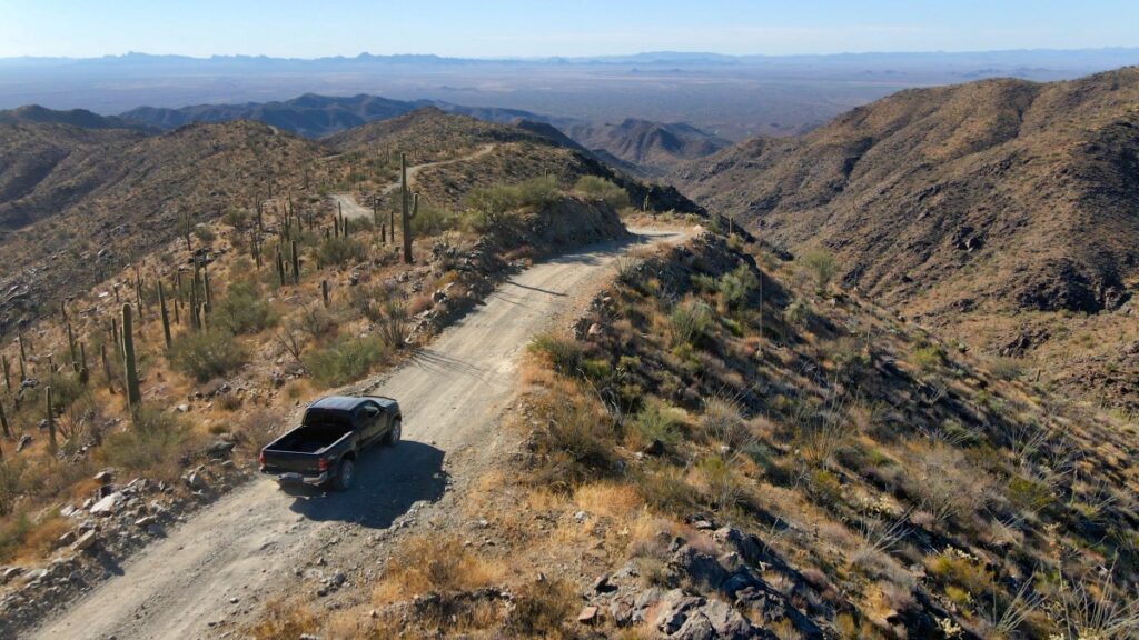 Mount Harquahala Sterling Noren and Eva Rupert 2021 truck driving dirt road