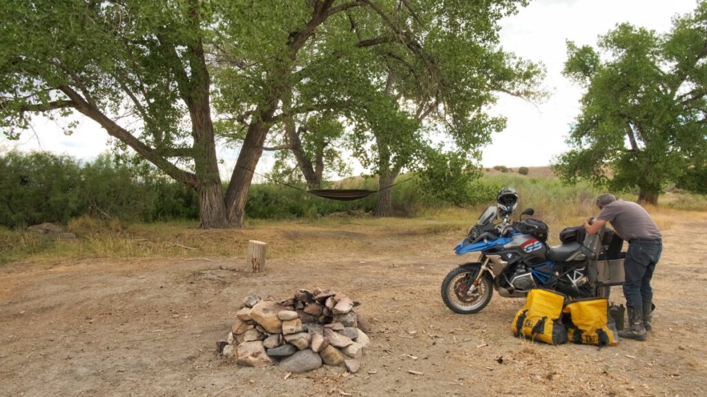 Sterling Noren riding motorcycle in Peach Valley OHV area Colorado motorcycle camping