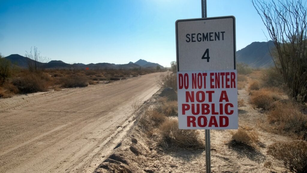 Sterling Noren El Camino del Diablo 2021 road sign don not enter not a public road