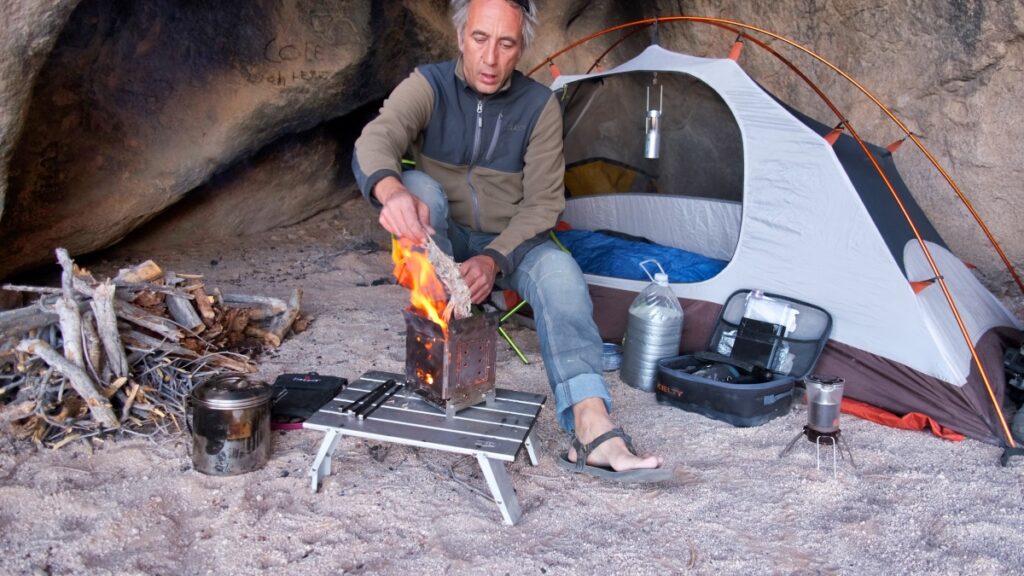 Sterling Noren El Camino del Diablo 2021 motorcycle tent camping inside of cave