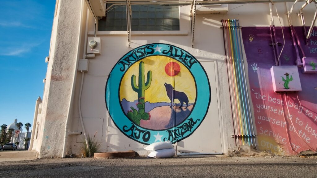 Ajo Arizona artists alley mural sign