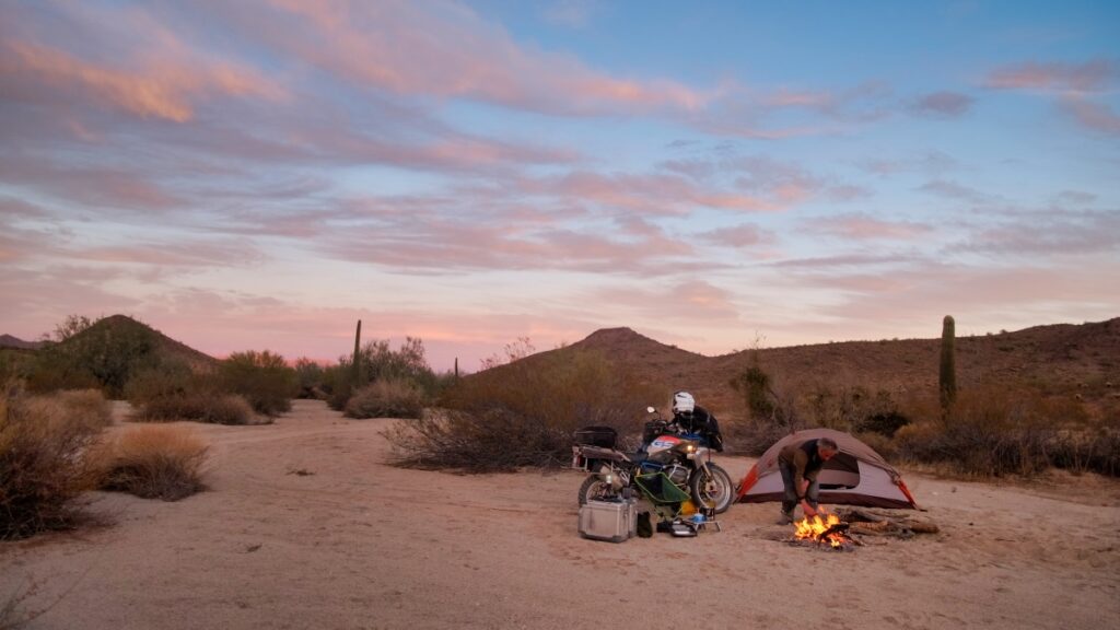 Sterling Noren El Camino del Diablo 2021 motorcycle camping in desert
