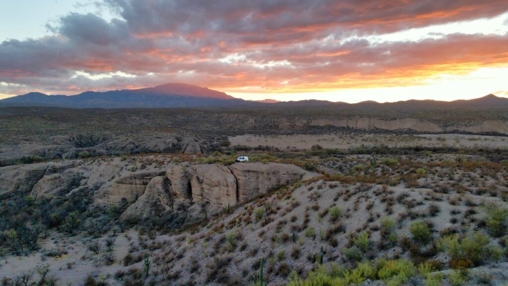 overland van camping Cascabel Road Arizona 2021 landscape