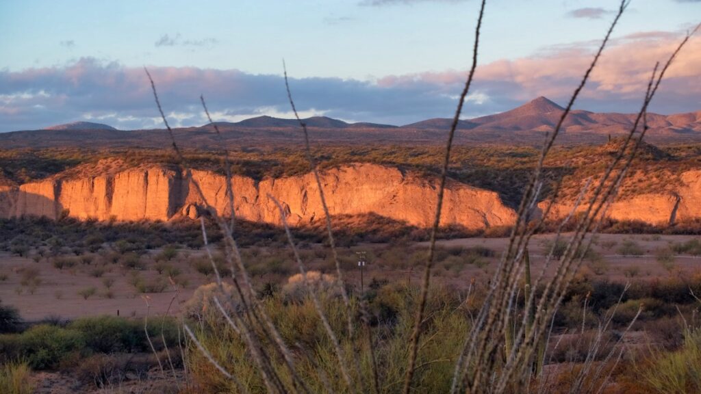 overland van camping Cascabel Road Arizona 2021 desert sunset