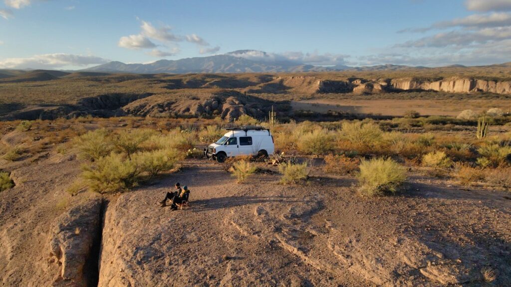 overland van camping Cascabel Road Arizona 2021