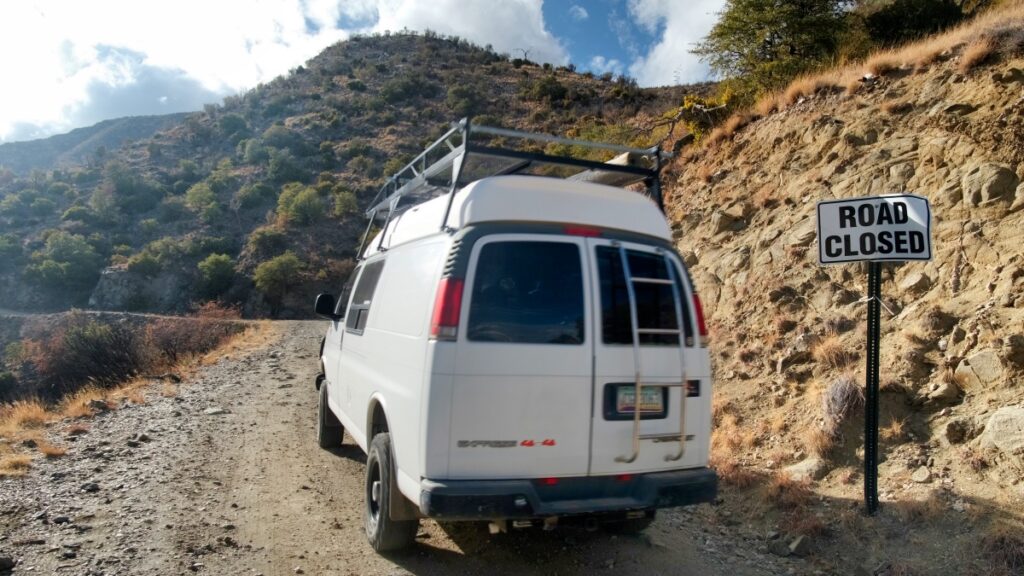 Van driving up Control Road on Mount Lemmon near Tucson