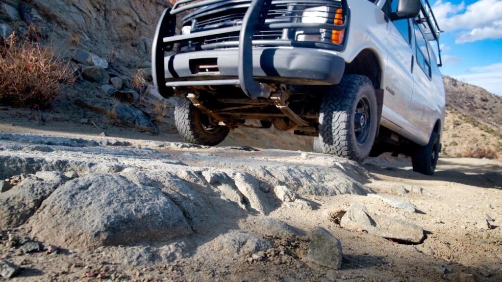 Van driving up Control Road on Mount Lemmon near Tucson