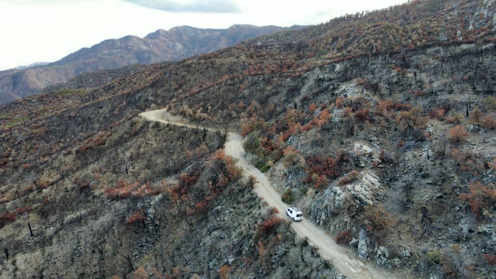 Van driving up Control Road on Mount Lemmon near Tucson
