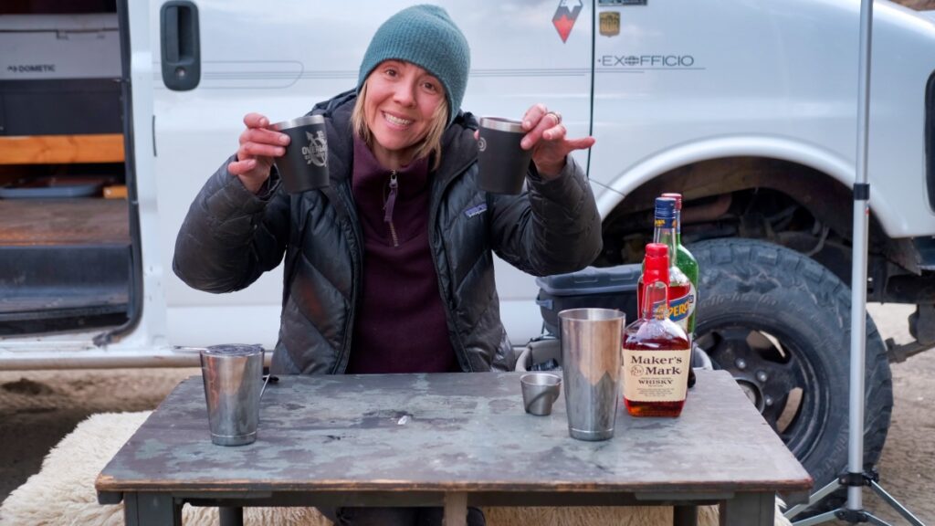 Eva Rupert making cocktails