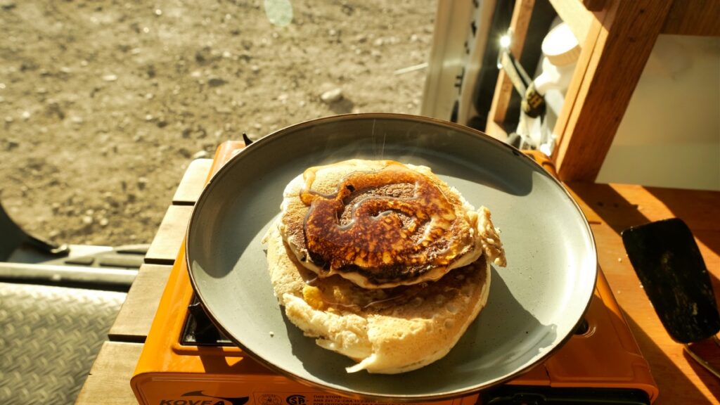 overland van camping Santa Rita mountains Arizona 2021 pancake breakfast