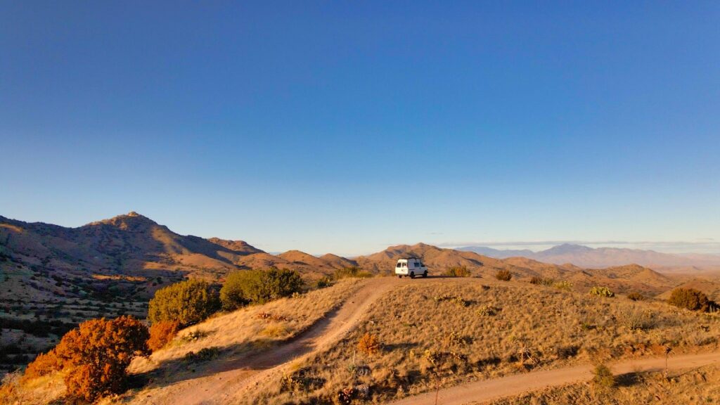 overland van camping Santa Rita mountains Arizona 2021